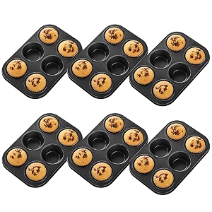 kuber industries 6 slots non-stick cup cake traycup cake mould for bakingidol for muffin small cake-pack of 6 black