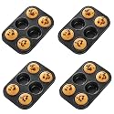 Kuber Industries 6 Slots Non-Stick Cup Cake Tray|Cup Cake Mould for Baking|Idol for Muffin, Small Cake-Pack of 4 (Black)