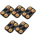 Kuber Industries 6 Slots Non-Stick Cup Cake Tray|Cup Cake Mould for Baking|Idol for Muffin, Small Cake-Pack of 5 (Black)