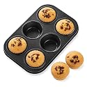 Kuber Industries 6 Slots Non-Stick Cup Cake Tray|Cup Cake Mould for Baking|Idol for Muffin, Small Cake (Black)