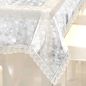 kuber industries pvc 4 seater 3d transparent centre table cover - silver standard ctcompst14