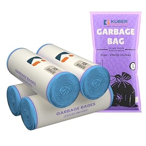 kuber industries 60 bags 4 rolls blue garbage bags 24x32 inches  garbage covers for home office and restaurants  odour free trash bags  wet and dry dust bin covers for daily waste