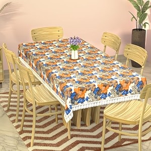 kuber industries 60x90 inches waterproof rectangular dining table cover 6 seater for kitchen  aesthetic dinner table cover cloth for living room amp house  golden check print - pink
