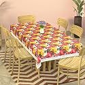 Kuber Industries PVC 60x90 Inch 6 Seater Table Cover Cloth | Dining Table Cover/Sheet for Party and Events | Multi Flower Print - White &amp; Red