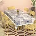 Kuber Industries Cotton Dining Table Cover | 60x90 Inch | Net 6 Seater Table Cloth | Kitchen Tabletop Cover | Table Cover for Hall, Home Decor | Square Flower-Cream