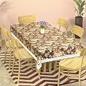 Kuber Industries 60x90 Inches, Waterproof Rectangular Dining Table Cover 6 Seater for Kitchen | Aesthetic Dinner Table Cover Cloth for Living Room &amp; House | Golden Check Print - Pink