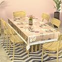 Kuber Industries 60x90 Inches, Waterproof Rectangular Dining Table Cover 6 Seater for Kitchen | Aesthetic Dinner Table Cover Cloth for Living Room &amp; House | Golden Check Print - Pink