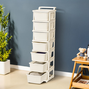 kuber industries 7 layer plastic modular storage drawer organizer with wheels  ivory plastic free standing chest of drawers