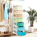 Kuber Industries 7 Layer Plastic Modular Storage Drawer Organizer with Wheels | Chest of Drawer Storage Box for Living Room, Office, School and Home | Toys Organiser for Kids Room | Multicolor
