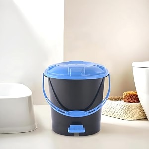 kuber industries pedal dustbins 7 ltr dustbin with lid  garbage bin with handle  dustbin for kitchen bathroom office  wet amp dry pedal waste bin  trash can  green