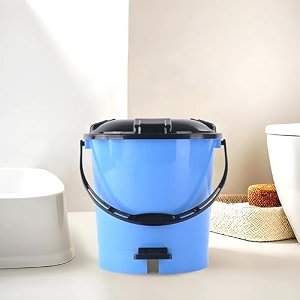 kuber industries pedal dustbins 7 ltr dustbin with lid  garbage bin with handle  dustbin for kitchen bathroom office  wet amp dry pedal waste bin  trash can  green