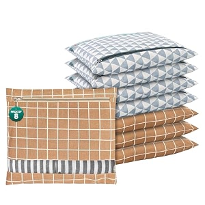 kuber industries 6 pcs clothes storage organizer  clothes cover for t-shirts pants shirts salwar suit travel with zip  printed - brown amp grey