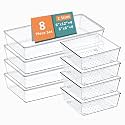 Kuber Industries 99 Pcs Set Multi-Purpose Transparent Drawer Organizers | Plastic Trays for Storage Kitchen &amp; Aesthetic Dressing Table Organisers for Cosmetics, Makeup &amp; Stationery | Transparent