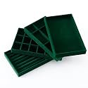 Kuber Industries 8 Pieces Velvet Jewelry Trays Organizer | Jewelry Storage Box | Jewelry Organizer | Showcase Holder Dresser Organizer for Earring Necklace Ring | Pack of 2 | YBL4-05 | Dark Green