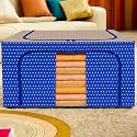 Kuber Industries 88 Liter Clothes Storage Box | Foldable Steel Frame Clothes Organizer | Storage Box For Wardrobe-Saree-Shirts And Blankets | Underbed Storage Bag | Dot Print | Royal Blue