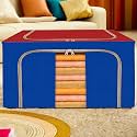 Kuber Industries 88 Liter Clothes Storage Box | Foldable Steel Frame Clothes Organizer | Storage Box For Wardrobe-Saree-Shirts And Blankets | Underbed Storage Bag | Dot Print | Royal Blue