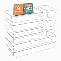 Kuber Industries 99 Pcs Set Multi-Purpose Transparent Drawer Organizers | Plastic Trays for Storage Kitchen &amp; Aesthetic Dressing Table Organisers for Cosmetics, Makeup &amp; Stationery | Transparent