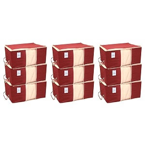 kuber industries 9 piece non woven underbed storage organiser set extra large maroon ctsn042