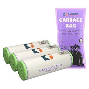 kuber industries 90 bags 3 rolls blue garbage bags 19x21 inches  garbage covers for home office and restaurants  odour free trash bags  wet and dry dust bin covers for daily waste