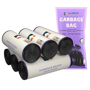 kuber industries 60 bags 4 rolls black garbage bags 24x32 inches  garbage covers for home office and restaurants  odour free trash bags  wet and dry dust bin covers for daily waste