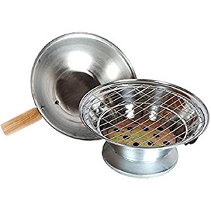 kuber industries aluminium multi purpose oven gas tandoor barbeque grillerbatipizza maker set of 1 pc code-02 silver standard tandoorva02