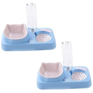 kuber industries animal feeding plastic 2 in 1 pet bowls  cat amp dog bowl  smallmedium size pet feeding bowl  non-toxic amp 100 safe for pets pack of 2  blue