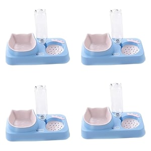 kuber industries animal feeding plastic 2 in 1 pet bowls  cat amp dog bowl  smallmedium size pet feeding bowl  non-toxic amp 100 safe for pets pack of 4  blue