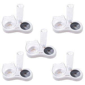 kuber industries animal feeding plastic 2 in 1 pet bowls  cat amp dog bowl  smallmedium size pet feeding bowl  non-toxic amp 100 safe for pets pack of 5  grey
