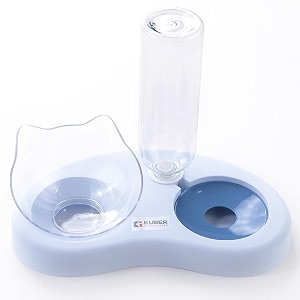 kuber industries animal feeding plastic 2 in 1 pet bowls  cat amp dog bowl  smallmedium size pet feeding bowl  non-toxic amp 100 safe for pets pack of 1  blue