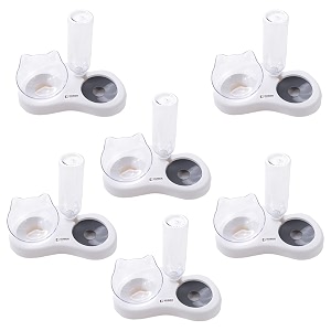 kuber industries animal feeding plastic 2 in 1 pet bowls  cat amp dog bowl  smallmedium size pet feeding bowl  non-toxic amp 100 safe for pets pack of 6  grey