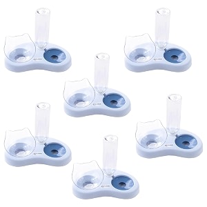 kuber industries animal feeding plastic 2 in 1 pet bowls  cat amp dog bowl  smallmedium size pet feeding bowl  non-toxic amp 100 safe for pets pack of 6  blue