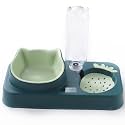 Kuber Industries Animal Feeding Plastic 2 in 1 Pet Bowls | Cat &amp; Dog Bowl | Small/Medium Size Pet Feeding Bowl | Non-Toxic &amp; 100% Safe for Pets (Pack of 1) | Green