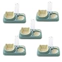 Kuber Industries Animal Feeding Plastic 2 in 1 Pet Bowls | Cat &amp; Dog Bowl | Small/Medium Size Pet Feeding Bowl | Non-Toxic &amp; 100% Safe for Pets (Pack of 5) | Light Green