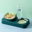 Kuber Industries Animal Feeding Plastic 2 in 1 Pet Bowls | Cat &amp; Dog Bowl | Small/Medium Size Pet Feeding Bowl | Non-Toxic &amp; 100% Safe for Pets (Pack of 3) | Green