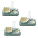 Kuber Industries Animal Feeding Plastic 2 in 1 Pet Bowls | Cat &amp; Dog Bowl | Small/Medium Size Pet Feeding Bowl | Non-Toxic &amp; 100% Safe for Pets (Pack of 3) | Light Green