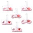 Kuber Industries Animal Feeding Plastic 2 in 1 Pet Bowls | Cat &amp; Dog Bowl | Small/Medium Size Pet Feeding Bowl | Non-Toxic &amp; 100% Safe for Pets (Pack of 6) | Pink