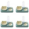 Kuber Industries Animal Feeding Plastic 2 in 1 Pet Bowls | Cat &amp; Dog Bowl | Small/Medium Size Pet Feeding Bowl | Non-Toxic &amp; 100% Safe for Pets (Pack of 4) | Light Green