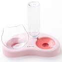Kuber Industries Animal Feeding Plastic 2 in 1 Pet Bowls | Cat &amp; Dog Bowl | Small/Medium Size Pet Feeding Bowl | Non-Toxic &amp; 100% Safe for Pets (Pack of 1) | Pink