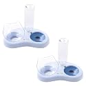 Kuber Industries Animal Feeding Plastic 2 in 1 Pet Bowls | Cat &amp; Dog Bowl | Small/Medium Size Pet Feeding Bowl | Non-Toxic &amp; 100% Safe for Pets (Pack of 2) | Blue