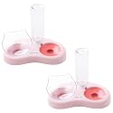 Kuber Industries Animal Feeding Plastic 2 in 1 Pet Bowls | Cat &amp; Dog Bowl | Small/Medium Size Pet Feeding Bowl | Non-Toxic &amp; 100% Safe for Pets (Pack of 2) | Pink
