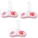 Kuber Industries Animal Feeding Plastic 2 in 1 Pet Bowls | Cat &amp; Dog Bowl | Small/Medium Size Pet Feeding Bowl | Non-Toxic &amp; 100% Safe for Pets (Pack of 3) | Pink