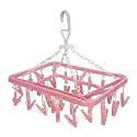 Kuber Industries Baby Clothes Hanger Rack|360 Degree Portable &amp; Rotatable Clips|32 Clips Cloth Drying Hanger|Space Saving Travel &amp; Durable Plastic (Pink)