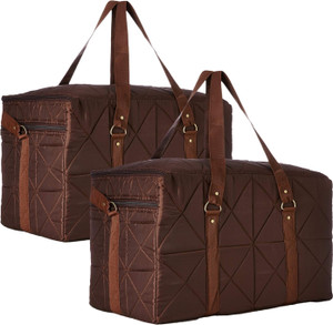 kuber industries bag storage duffle bagzipp closure clothes storage bag with handlepack of 2brown 75km13696