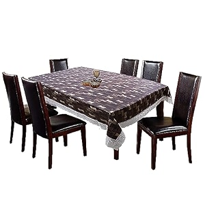 kuber industries bamboo print table cloth 6 seaterwaterproof dining table cover 6 seatertable protector for indoor amp outdoor 90x60 brown