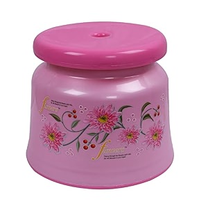 kuber industries bath stool  bathing stools for bathroom  plastic stool for home use  sitting stool for kitchen  flower printed  pink