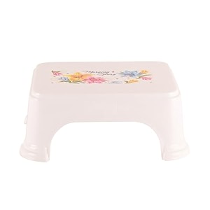 kuber industries bath stool for bathroom  plastic stools for sitting  bathroom stool for bathing  flower print square stool  pink