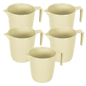 kuber industries bathroom mug  plastic bath mug for bathroom  bath mug  mug for bathroom  mug for toilet  washroom jug  111 bath mug  1 ltr  pack of 5  beige