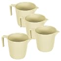 Kuber Industries Pack of 4 Multi-Functional 1.5 LTR Plastic Mug for Bathroom | Durable for Daily Use in Bathrooms | Sturdy and Lightweight Bathing Mug for Rinsing and Showering | Beige