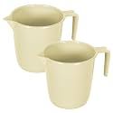 Kuber Industries Bathroom Mug | Plastic Bath Mug | 1 LTR | Pack of 2 | Beige