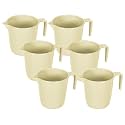 Kuber Industries Plastic Bathroom Mug - 1 LTR Bath Mug for Toilet and Washroom - Pack of 6 - Beige